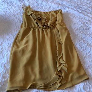 BCBG mustard one sleeve dress, size medium